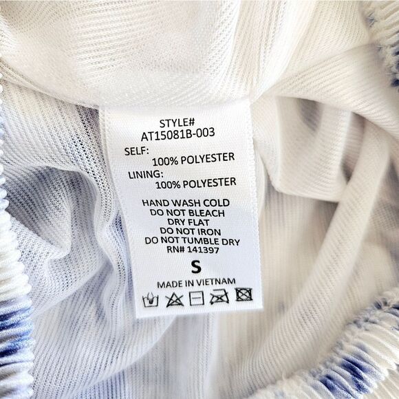 ASTR The Label Pleated Surplice Crepe Split Faux Wrap Balloon Sleeve Blouse S - Picture 8 of 9